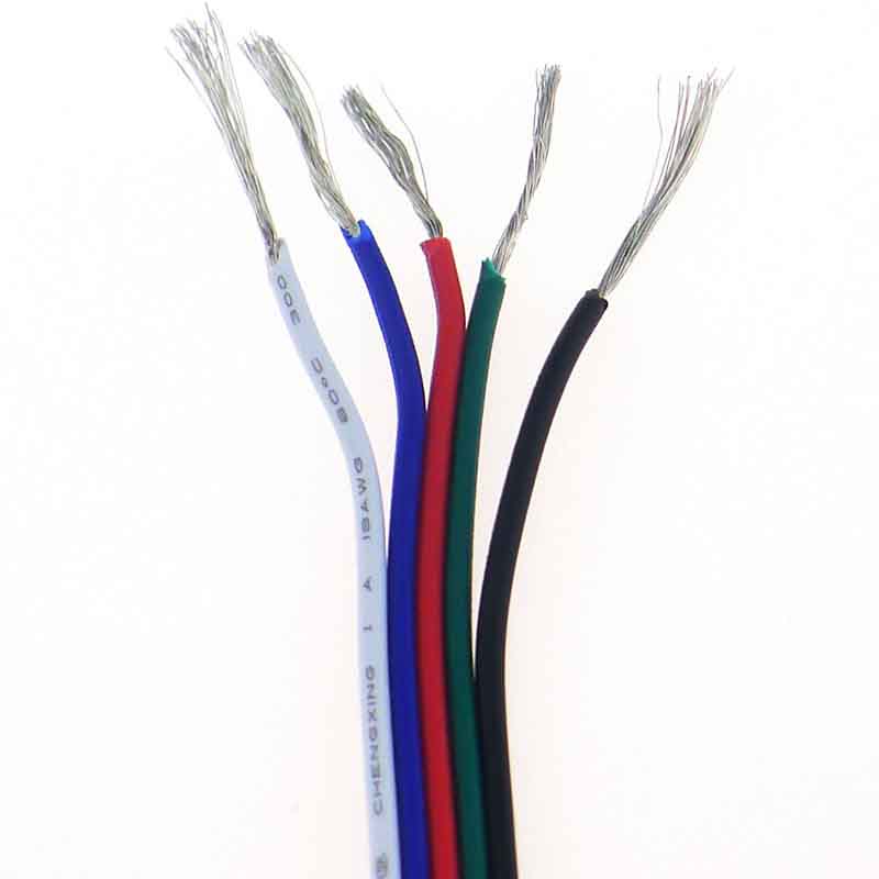 20/22AWG 5Pin Power Wire Cable 1m For RGBW Color Changing LED Strip Lights